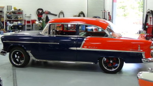 1955 chevy orange-blue new tires (1)