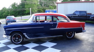 1955 chevy orange-blue new tires (13)