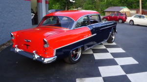 1955 chevy orange-blue new tires (15)