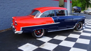 1955 chevy orange-blue new tires (16)